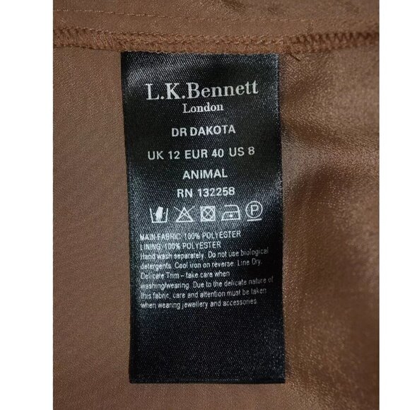 LK BENNETT DAKOTA ANIMAL PRINT CHIFFON LONG SLEEVE DRESS - Picture 13 of 13